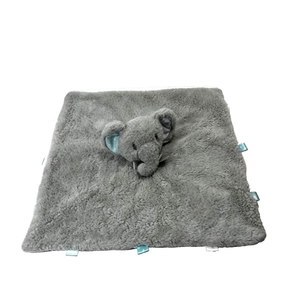 Kelly Baby Elephant Security Blanket Tags Rattle Lovey Plush Gray 13.5 X 13.5